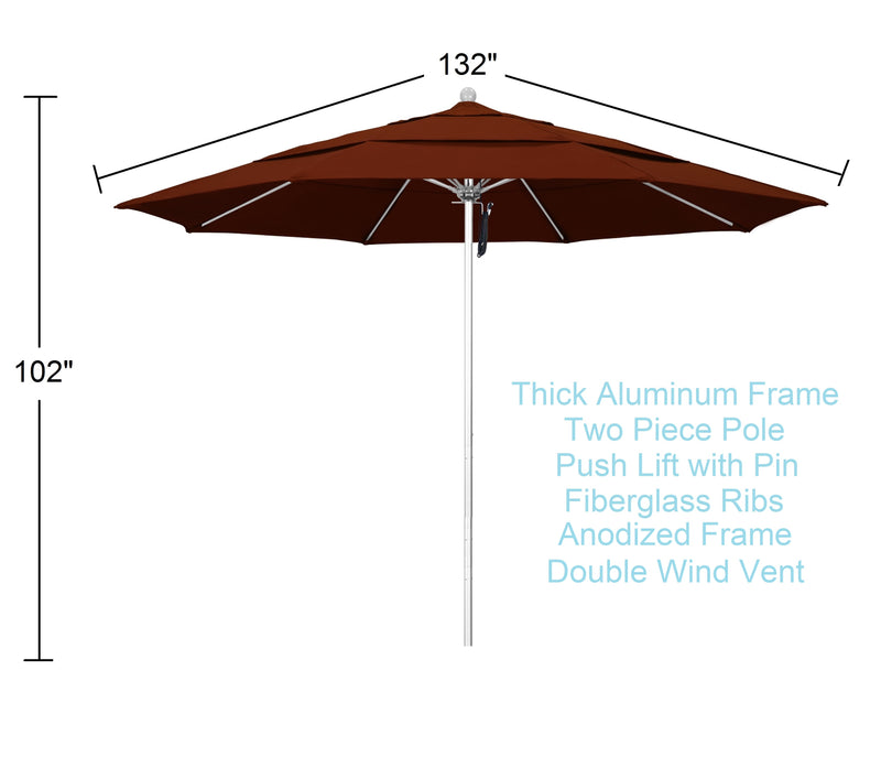 brick red 11 ft patio umbrella dimensions