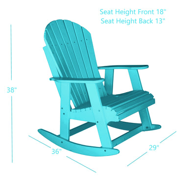 teal poly rocking chair dimensions