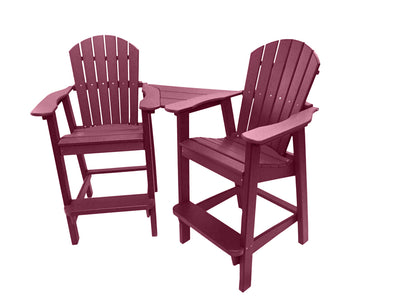 dar red poly tall adirondack chairs with table