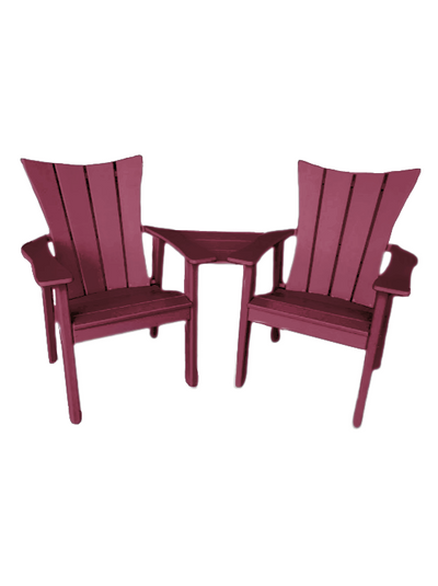cranberry red outdoor dining chair set of 2 with scooped backs