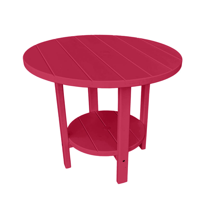 cranberry red round outdoor dining table