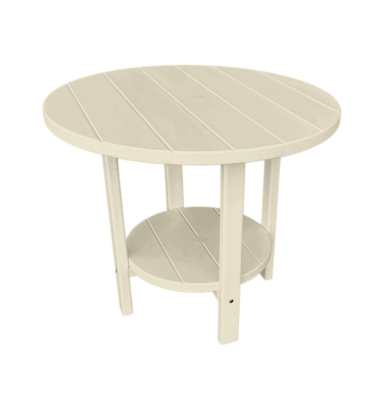 white round outdoor dining table