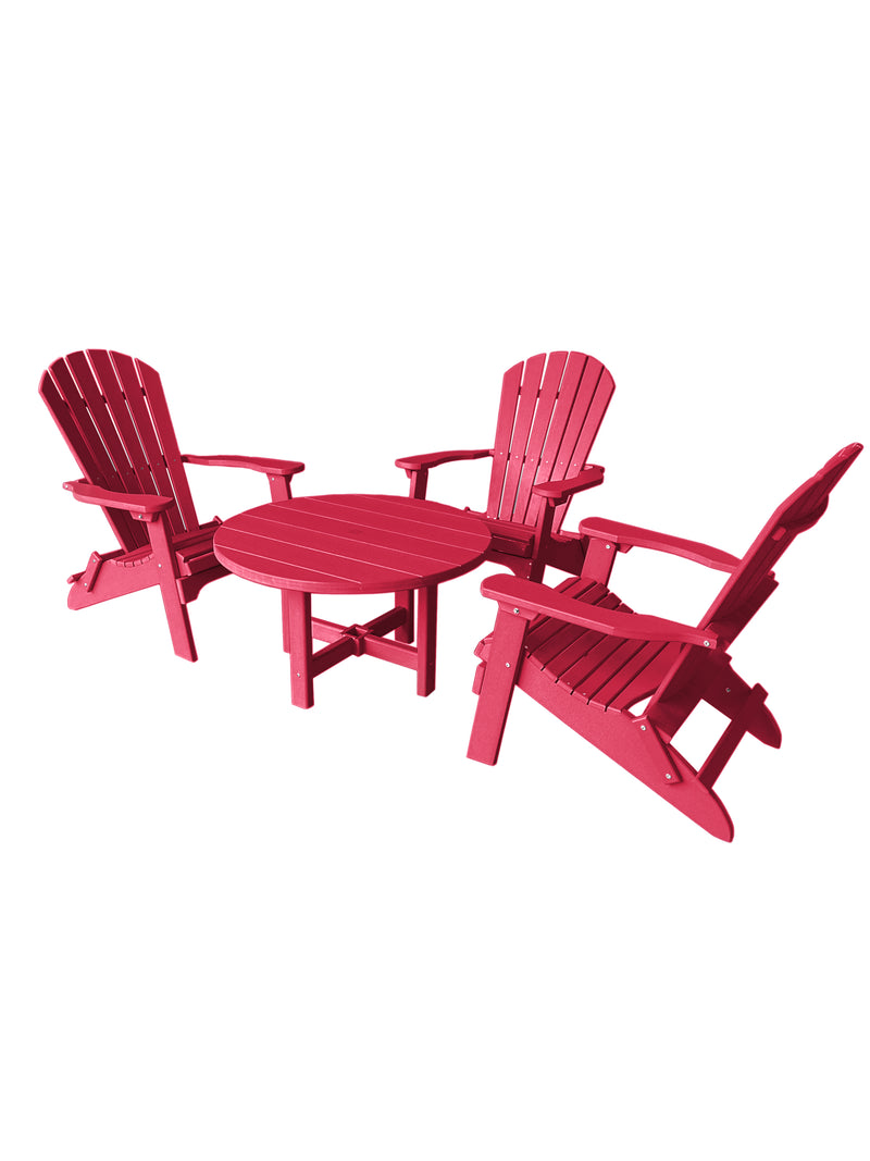 cranberry red poly outdoor coffee table set