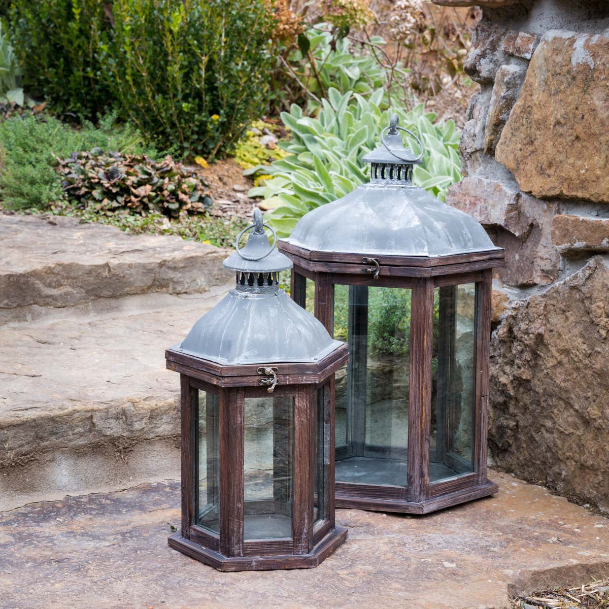 Rustic Indoor Lantern, Large Hexagonal