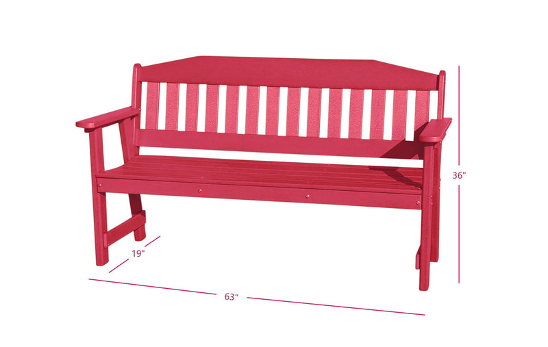 cranberry red all weather outdoor bench dimensions