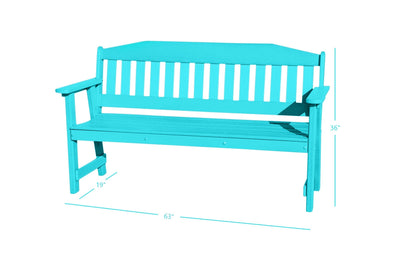 teal all weather outdoor bench dimensions