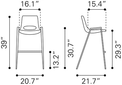 Metropolitan Bistro Table and Chairs Set of 2 Indoor