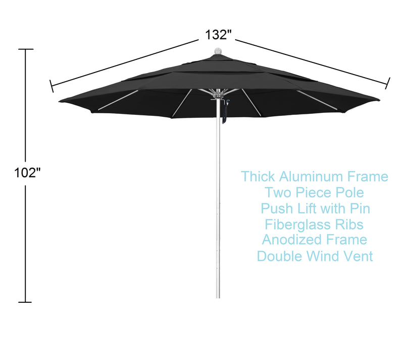 black 11 ft patio umbrella dimensions