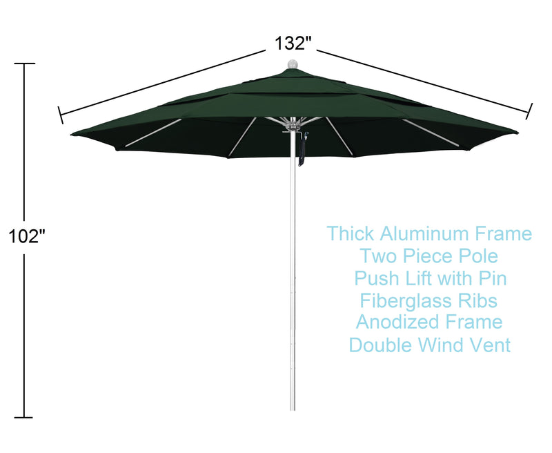 green 11 ft patio umbrella dimensions