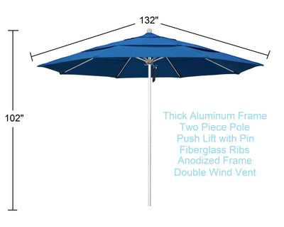 blue 11 ft patio umbrella dimensions