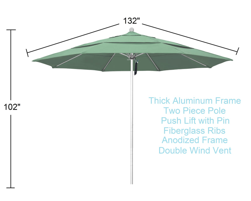 spa green 11 ft patio umbrella dimensions