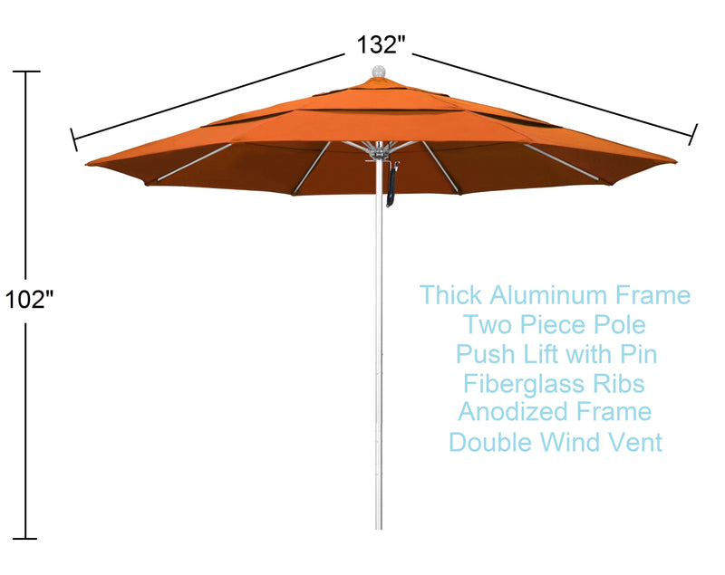 tuscan 11 ft patio umbrella dimensions