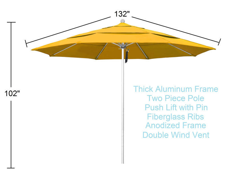 yellow 11 ft patio umbrella dimensions