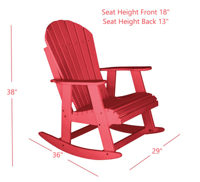 red poly rocking chair dimensions