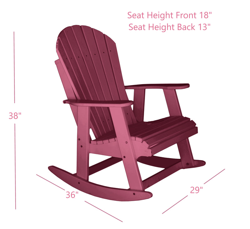 dark red poly rocking chair dimensions