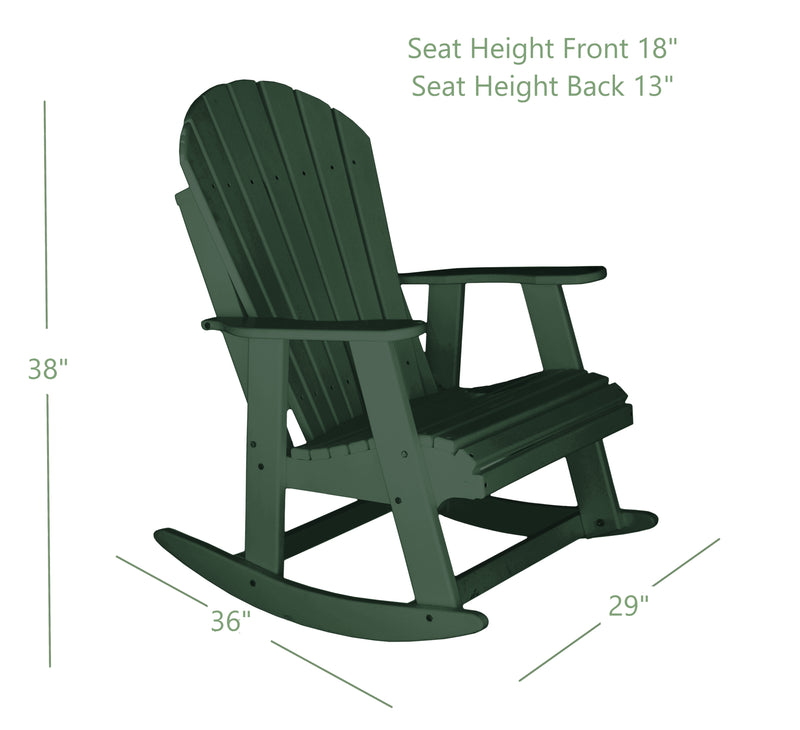 green poly rocking chair dimensions