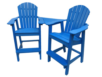 blue poly tall adirondack chairs with table