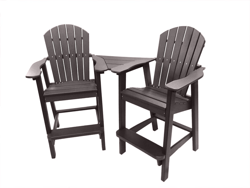 brown poly tall adirondack chairs with table