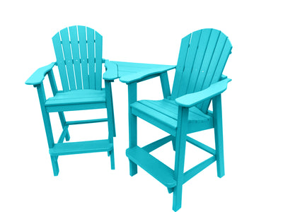 teal poly tall adirondack chairs with table