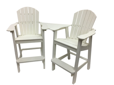 white poly tall adirondack chairs with table