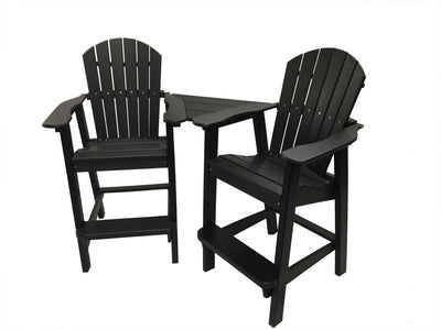 black poly tall adirondack chairs with table