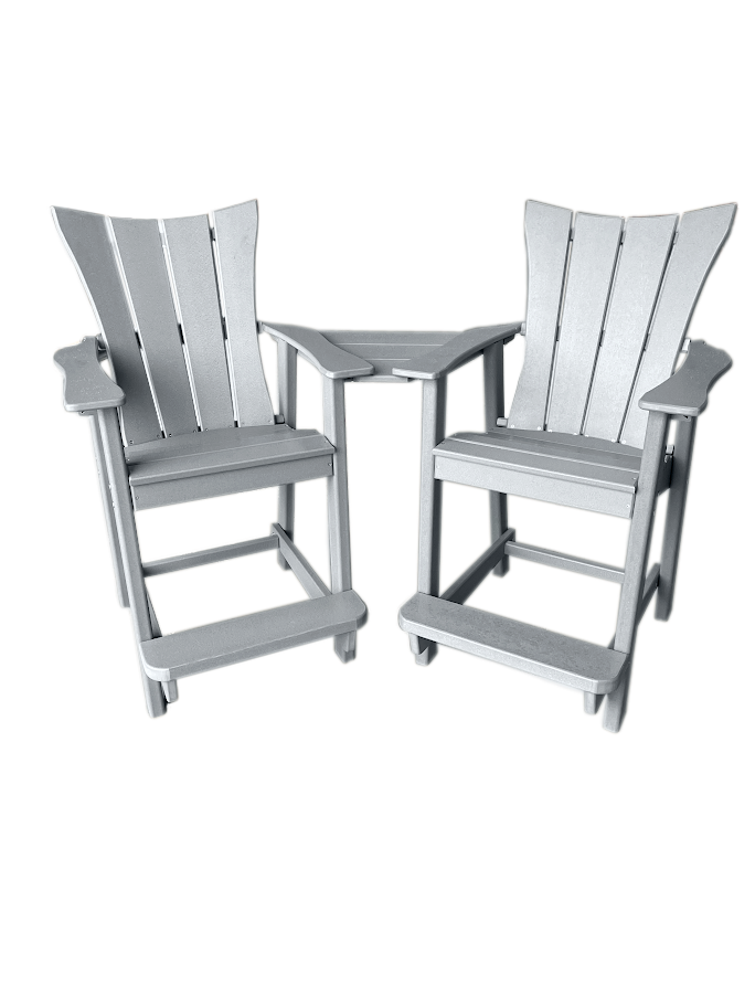 grey tall High Top Adirondack Chairs with Tablechairs with table