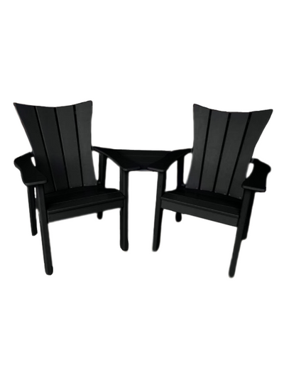 black outdoor dining chair set of 2 with scooped backs