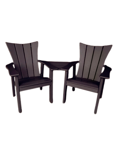 brown outdoor dining chair set of 2 with scooped backs