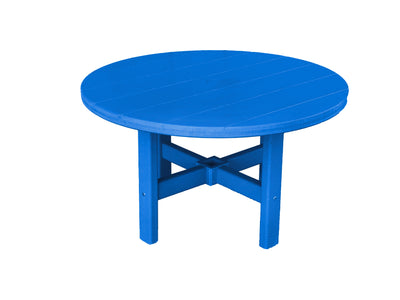 blue round outdoor poly coffee table