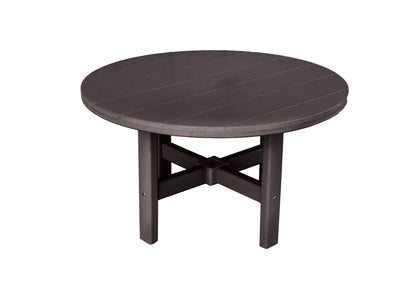 brown round outdoor poly coffee table