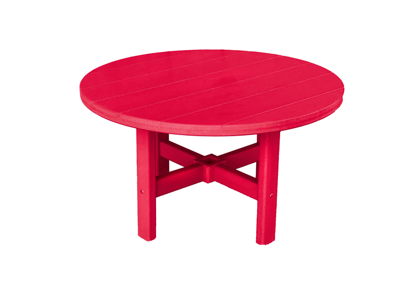 cranberry red round outdoor poly coffee table