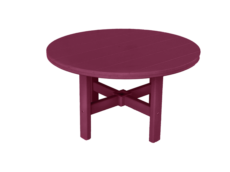 dark red round outdoor poly coffee table