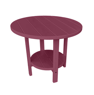 dark red round outdoor dining table