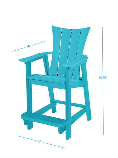 teal tall bistro chair dimensions