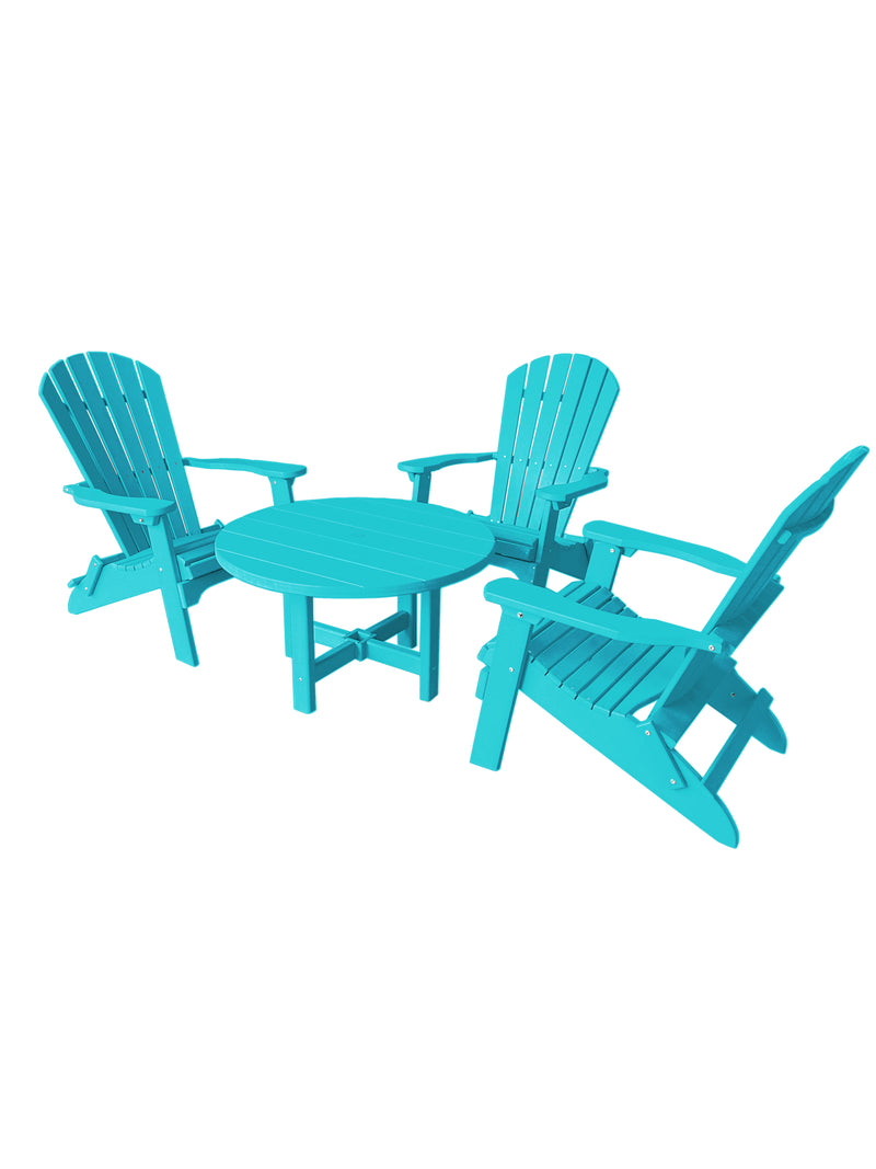 teal poly outdoor coffee table set