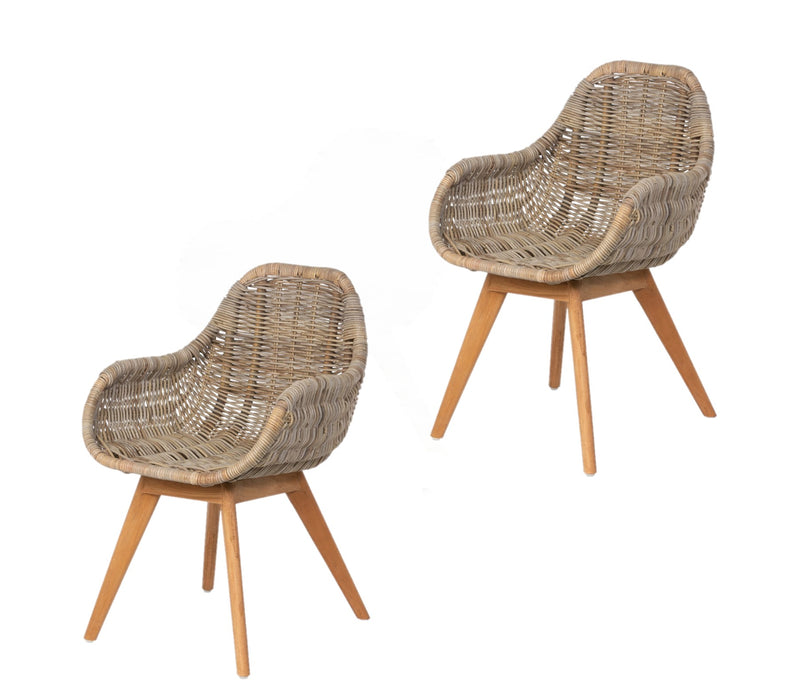 Rattan Lounge Dining Chair Set of 2