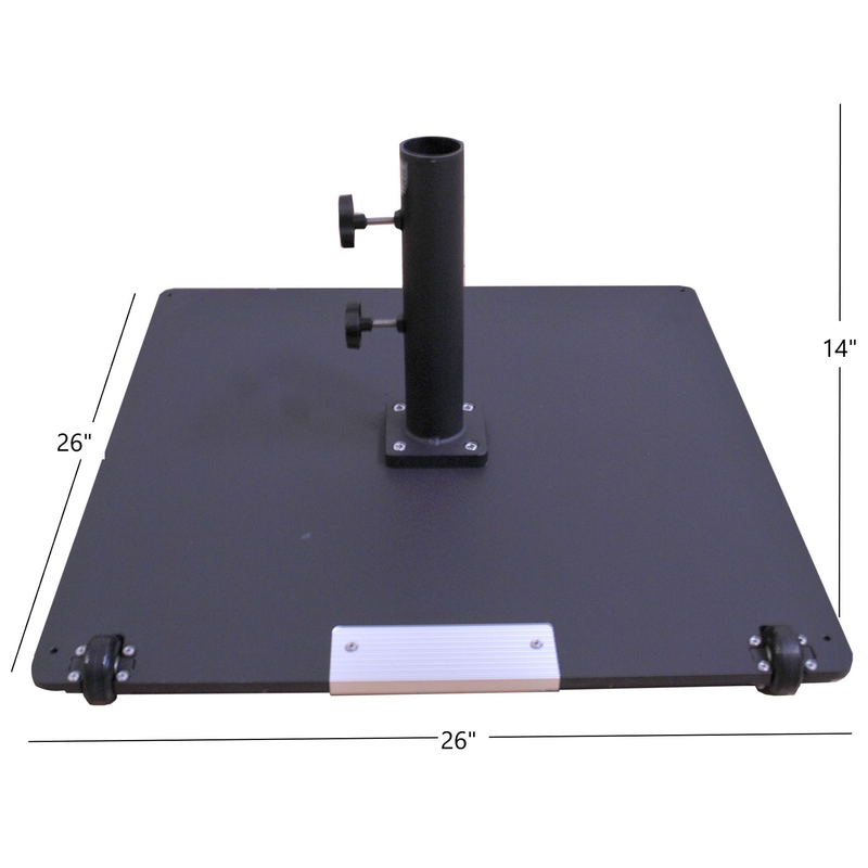 flat patio umbrella base 95 lb. Steel Plate Patio Umbrella Base with Wheels