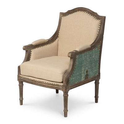 Bergere Style Vintage Upholstered Arm Chair