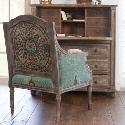 Bergere Style Vintage Upholstered Arm Chair
