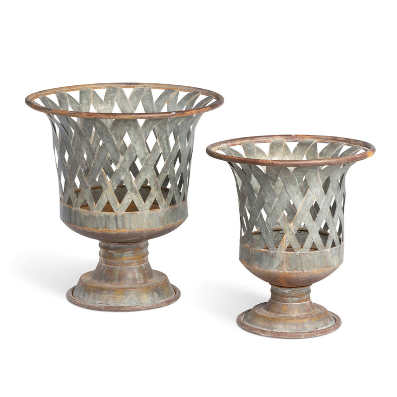 Mount Vernon Woven Metal Urn Set of 2