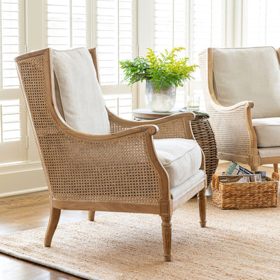 Maritime Cane Wing Back Accent Chair