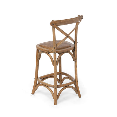 French Country Wooden Counter Height Stool