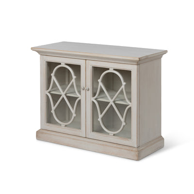 Adeline Wood Console Table with Decorative Glass Door Storage