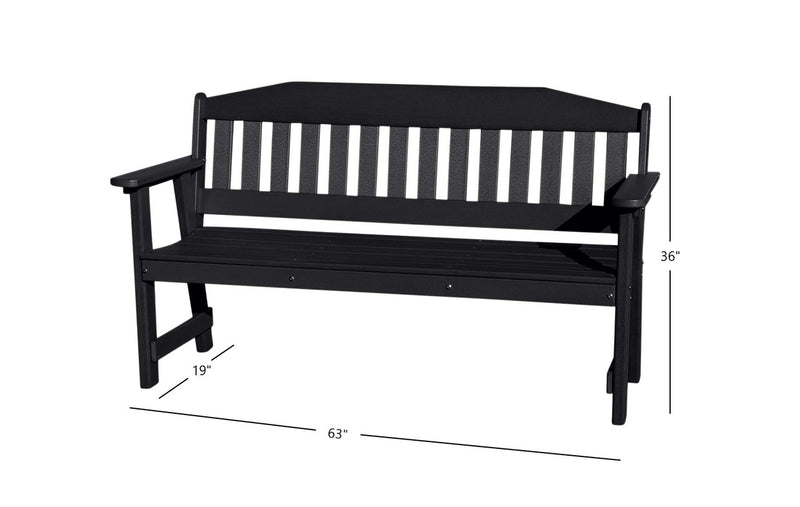 black all weather outdoor bench dimensions