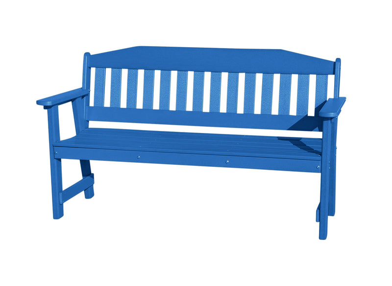 blue all weather outdoor bench