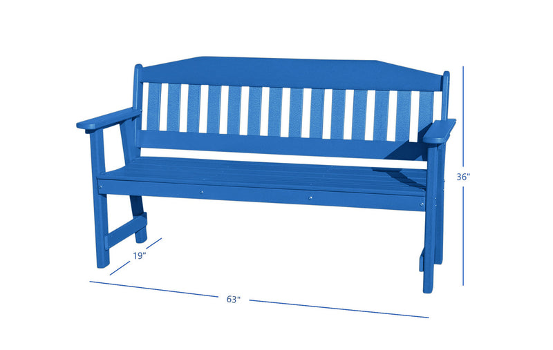 blue all weather outdoor bench dimensions