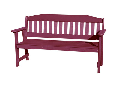 dark red all weather outdoor bench