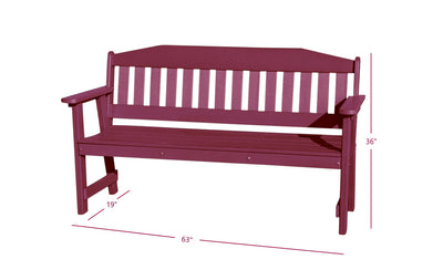 dark red all weather outdoor bench dimensions