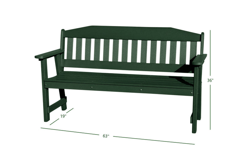 green all weather outdoor bench dimensions