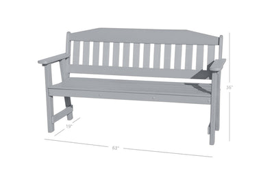 grey all weather outdoor bench dimensions